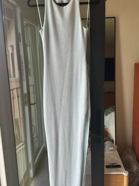 Sleeveless Ribbed Maxi Dress - Light Sage